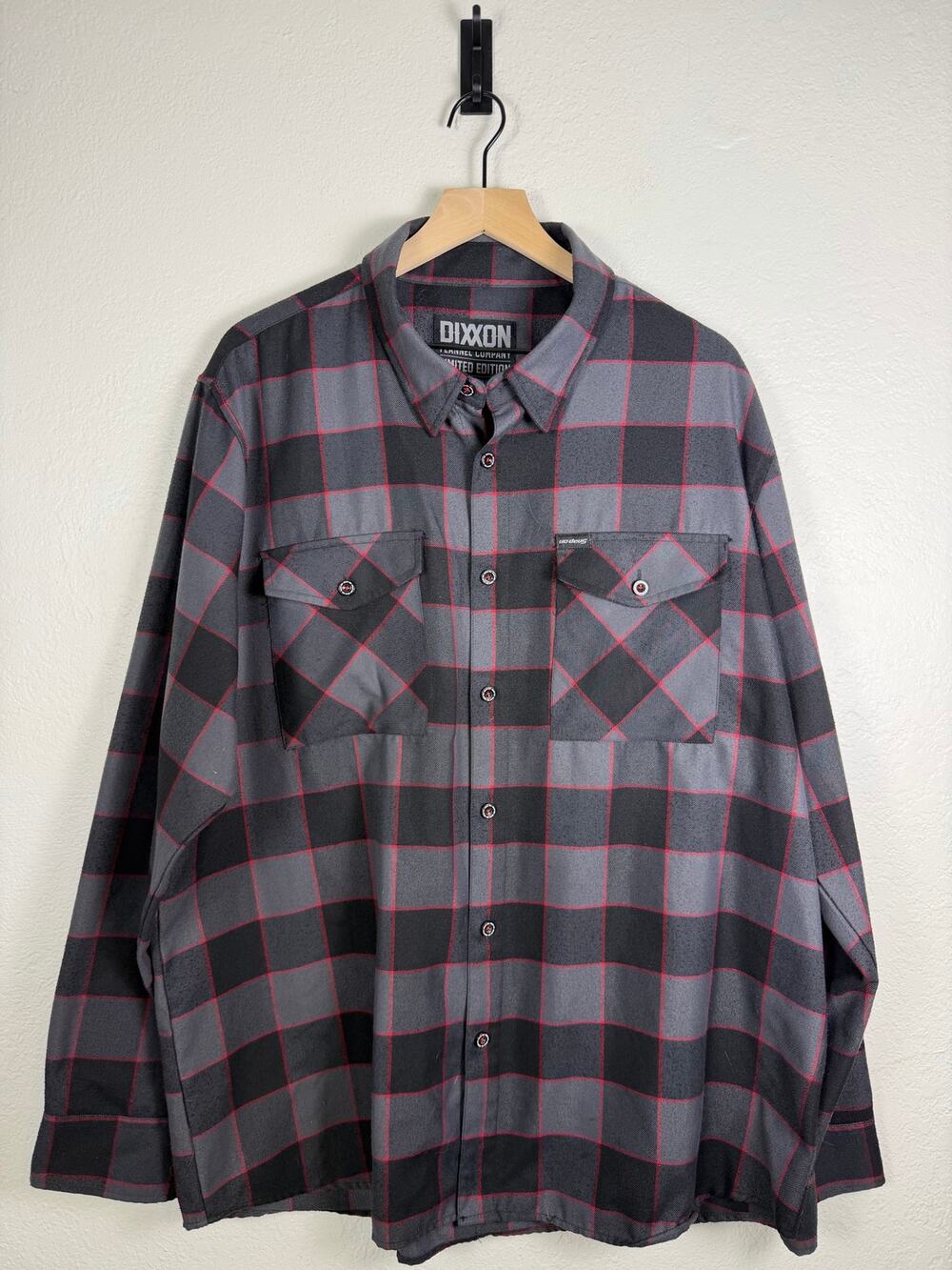 Dixxon fall black red plaid flannel 2XL oversized limited edition button up